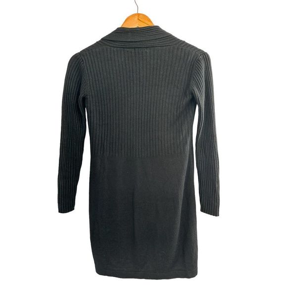 AVA Black Ribbed Open Front Cardigan Small - Picture 2 of 9